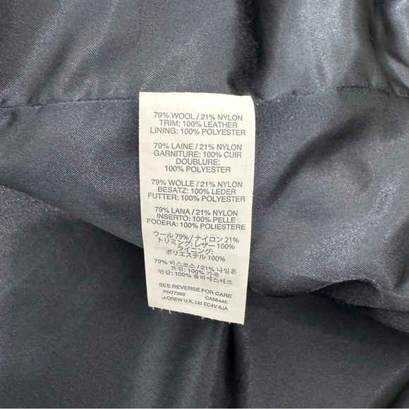 J.Crew Stadium Cloth by Nello Gori Charcoal Gray Wool Jacket Leather Trim Size 4 - Picture 5 of 11